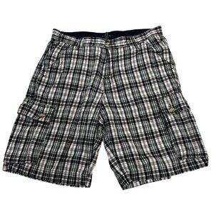 Thre3 Shorts Mens 36 Blue Plaid Baggy Cargo Y2K Preppy Academia Old Money
